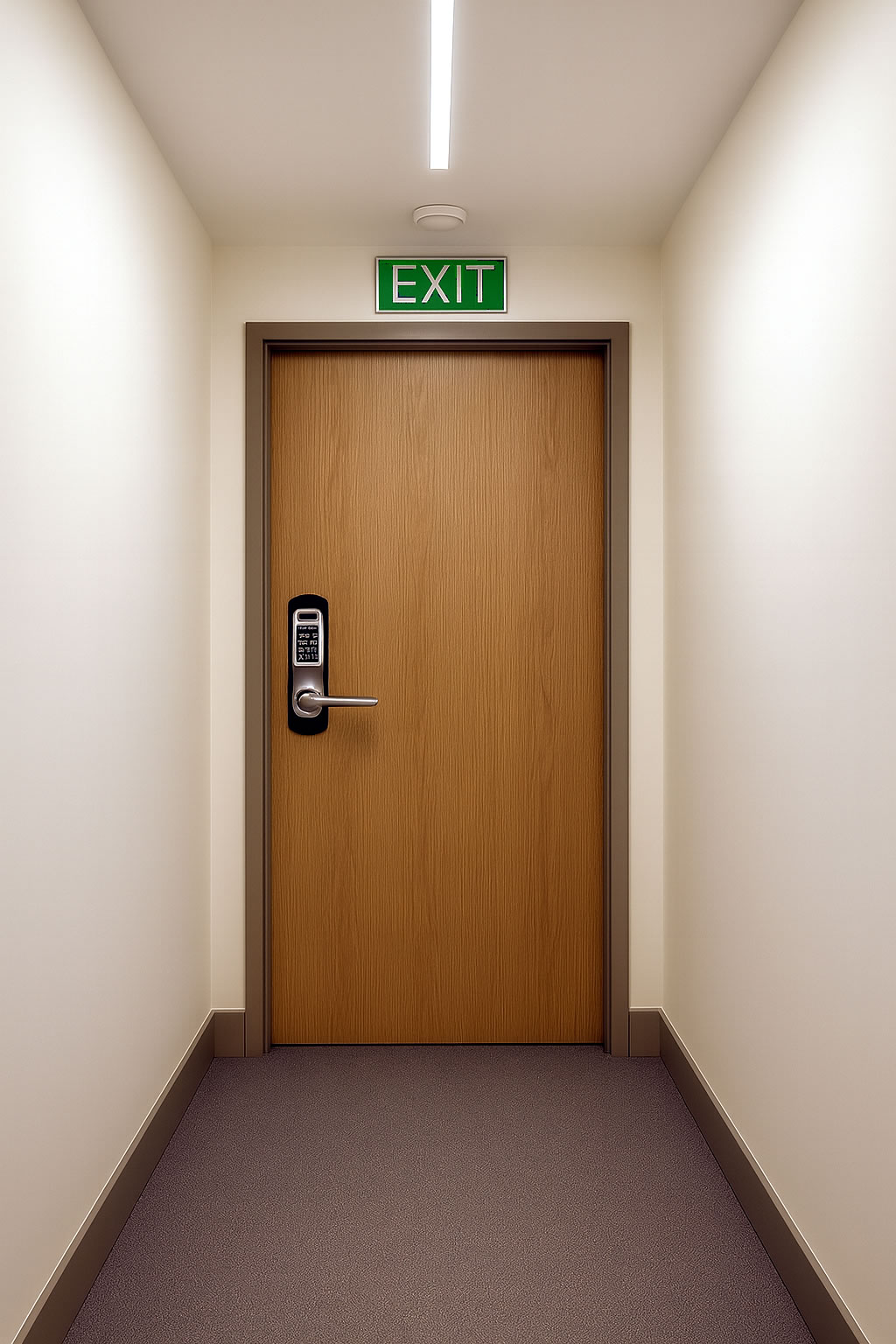 End of corridor with smart lock